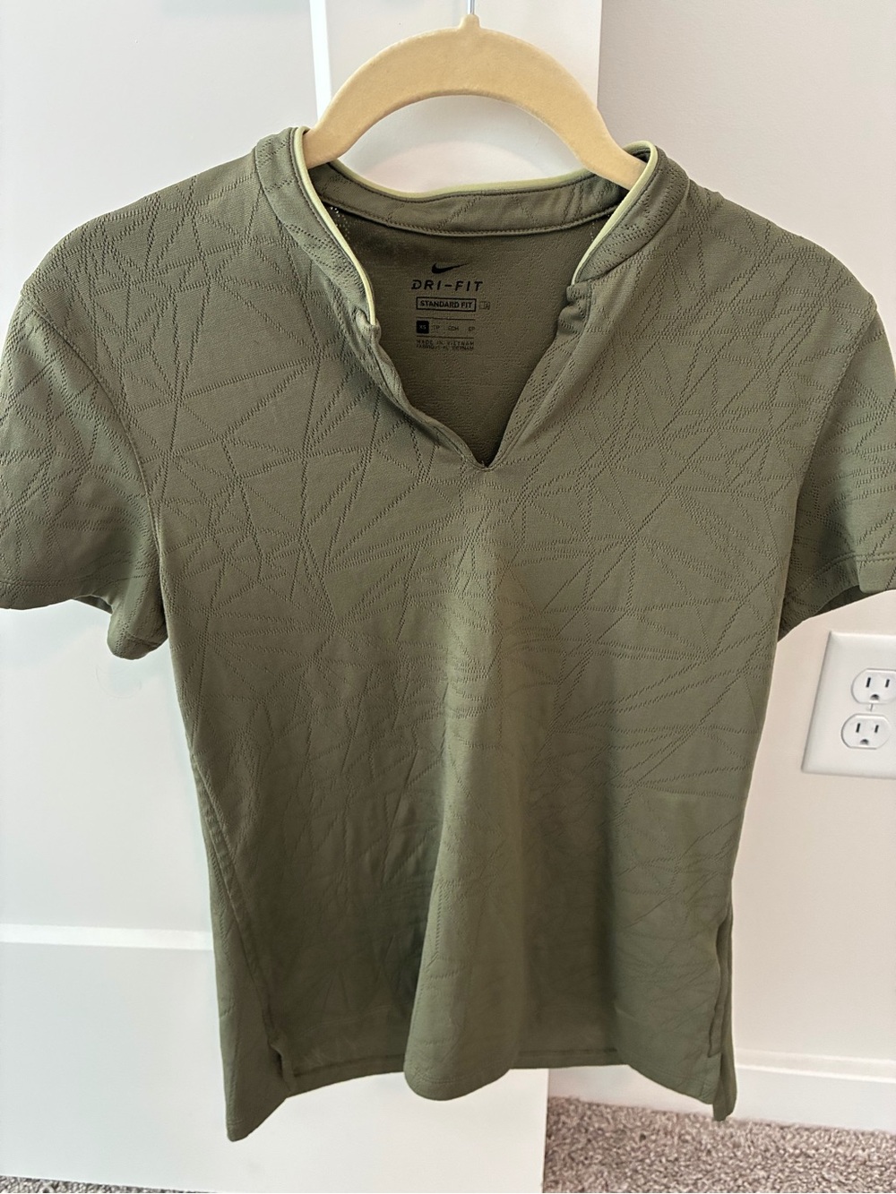 Nike Olive Green Dri-FIT Short Sleeve Top